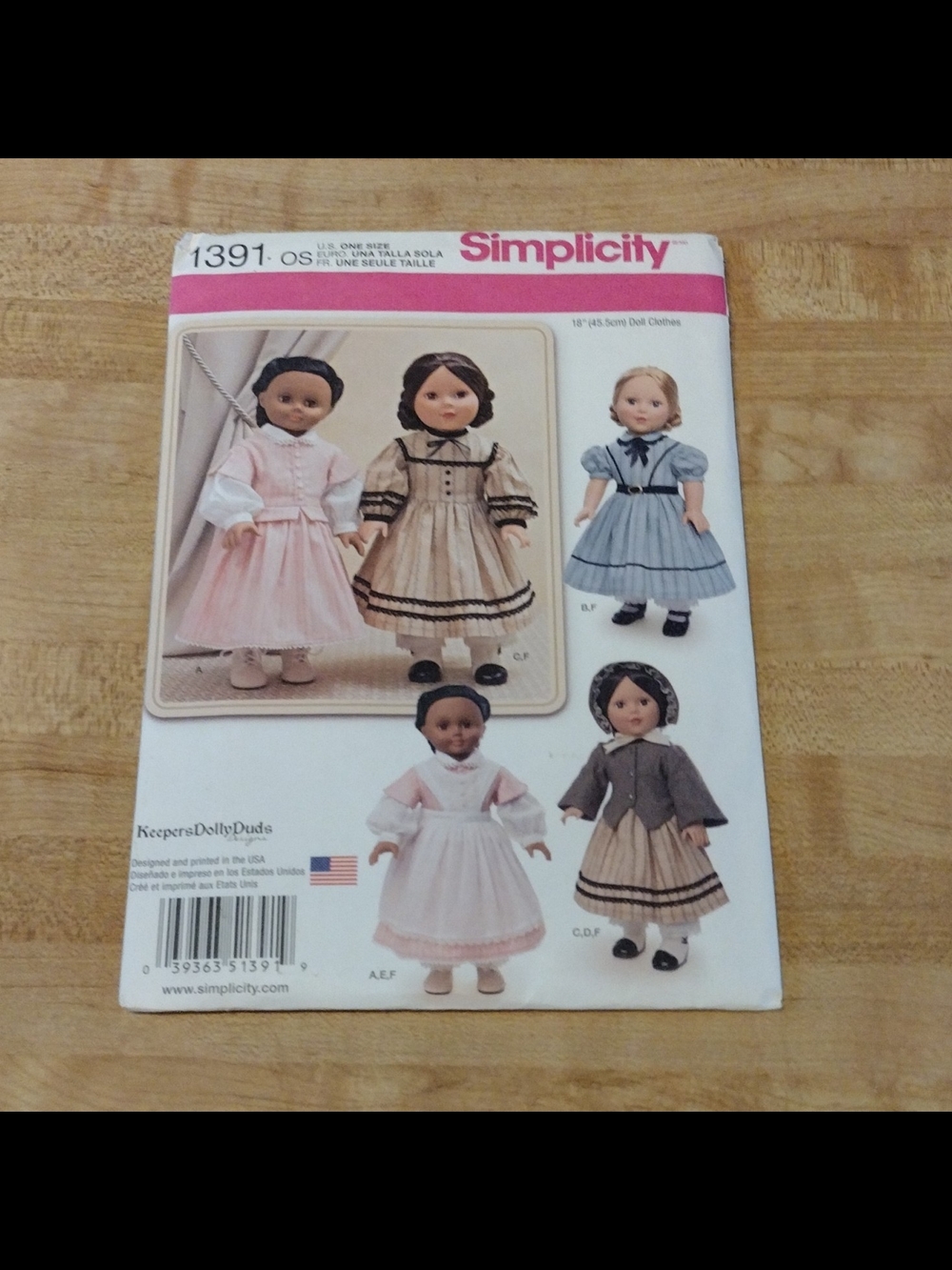 Simplicity Lot of 2 Doll Clothes Sewing Patterns 4268 15" & 1391 18" - Picture 6 of 8
